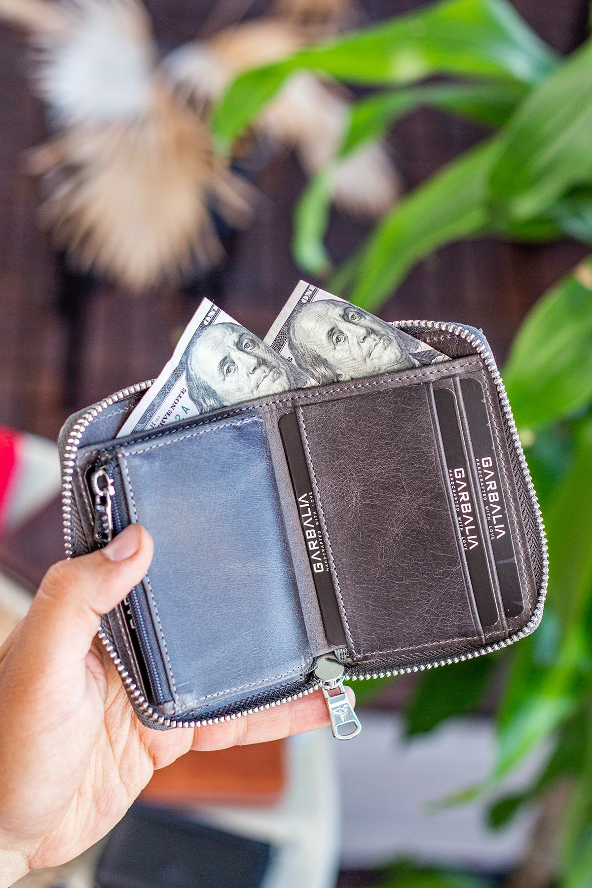 Portofol unisex, lëkurë natyrale, ngjyrë gri, Sydney