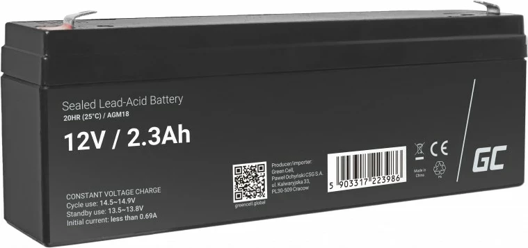 Bateri UPS Green Cell AGM18 12 V 2.3 Ah e zezë