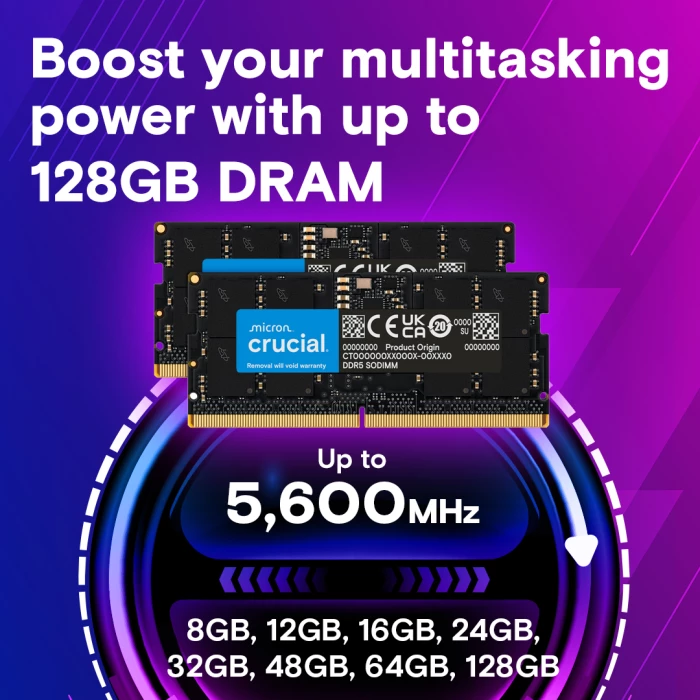 RAM Memorje Crucial CT2K24G56C46S5 24GB (2x12GB) DDR5-5600 SO-DIMM CL46 1.1V, kit 2 copë