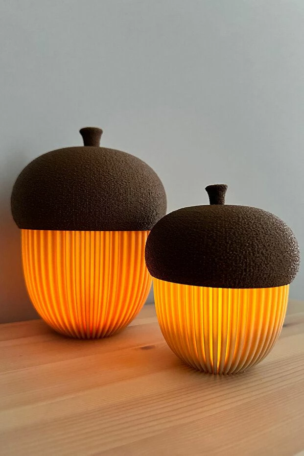 Set dekorativ prej 2 pjesësh, mbajtëse qirinjsh, ngjyrë bezhë dhe kafe, Evila Originals, Lighting Acorn