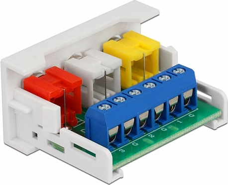 Modul DeLOCK Easy 45, 3x RCA femër, 22.5 x 45 mm, i bardhë