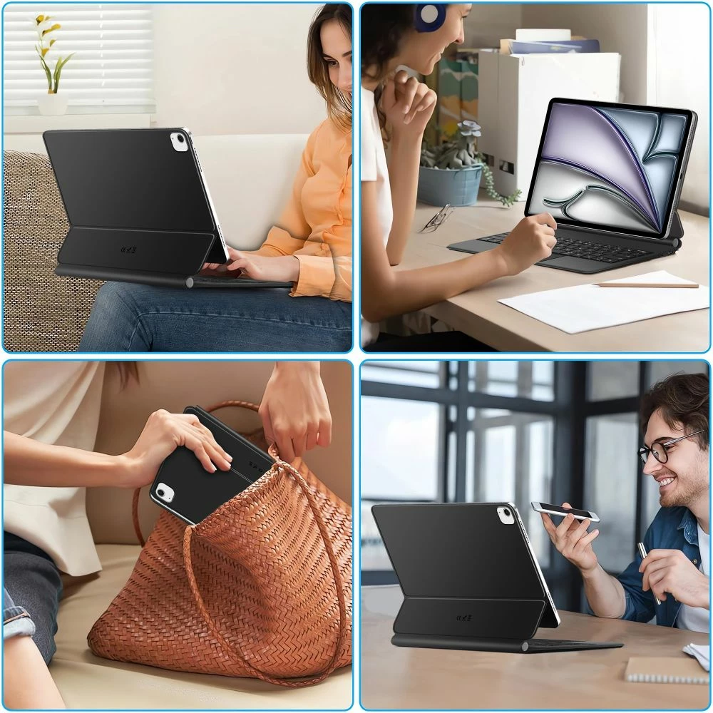 Mbështjellës me tastierë Tech-Protect Smartcase Magnetic për iPad Pro 12.9" 2020/2021/2022, iPad Air 13" 2024/2025, E zezë