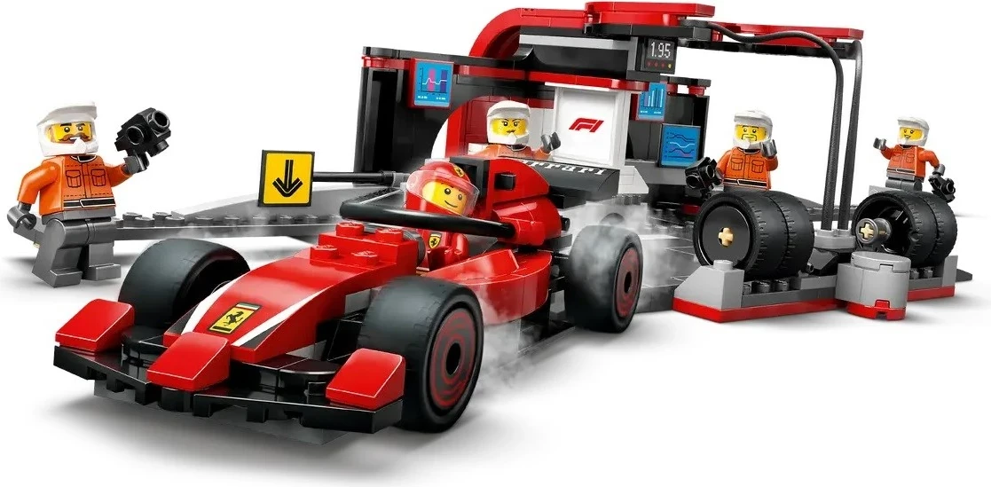 Set LEGO City 60443, Pit Stop & Pit Crew me veturë Ferrari, Kuq