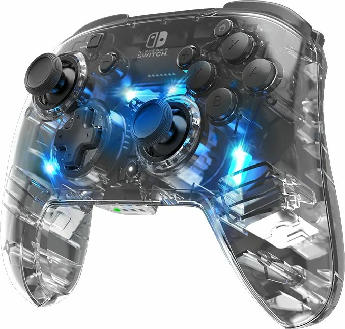Pad wireless PDP Afterglow Deluxe 500-137-EU, LED prismatic, për Nintendo Switch, transparent