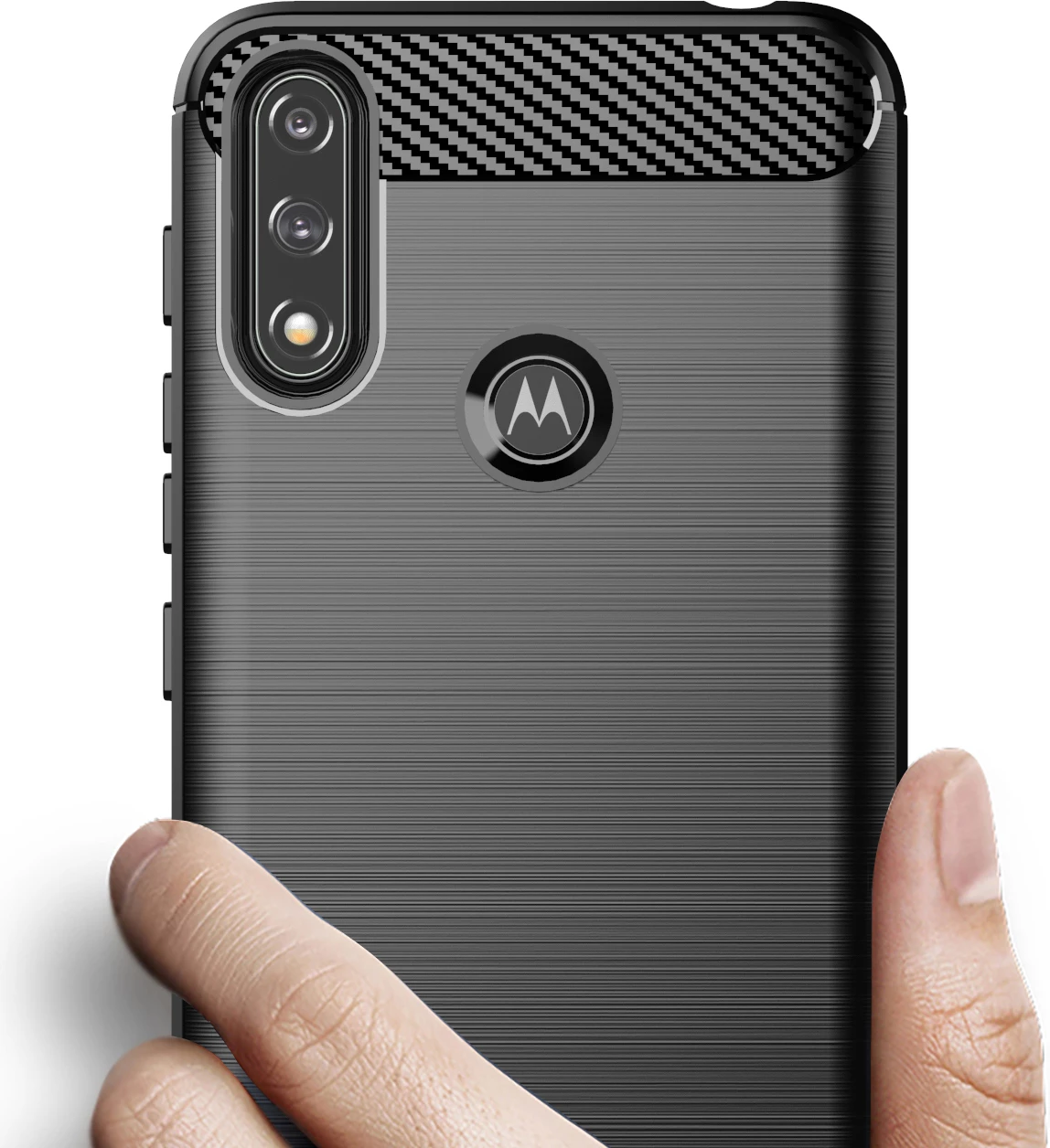 Mbështjellës Hurtel Carbon Case për Motorola Moto E7i Power, i zi