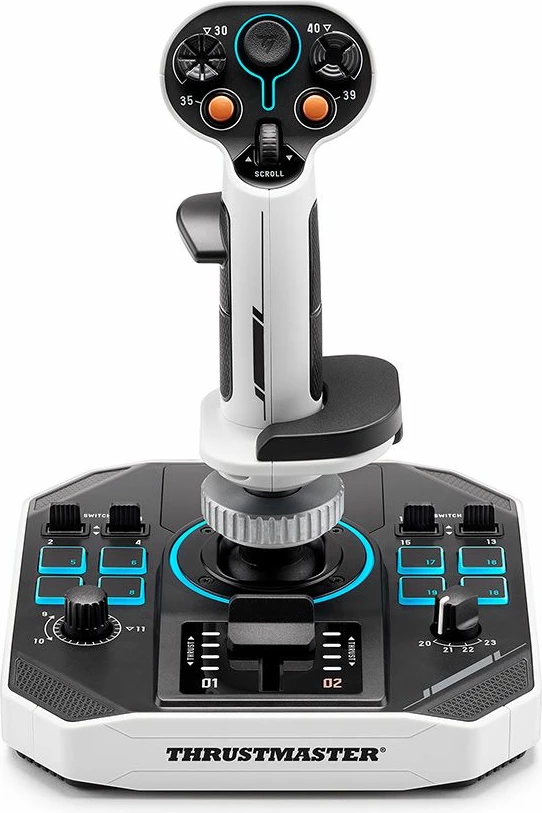 Joystick fluturimi Thrustmaster SOL-R 1 për PC, 44 funksione, H.E.A.R.T. 16-bit, RGB, bardhë/zi