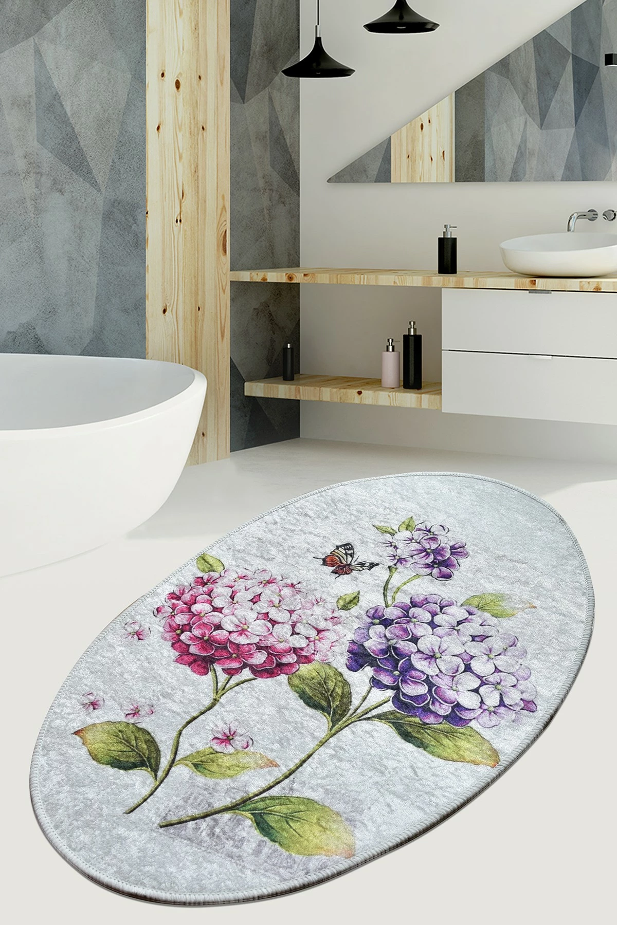 Qilim oval Conceptum Hypnose, shumëngjyrësh, 60x90cm, Ortanca DJT