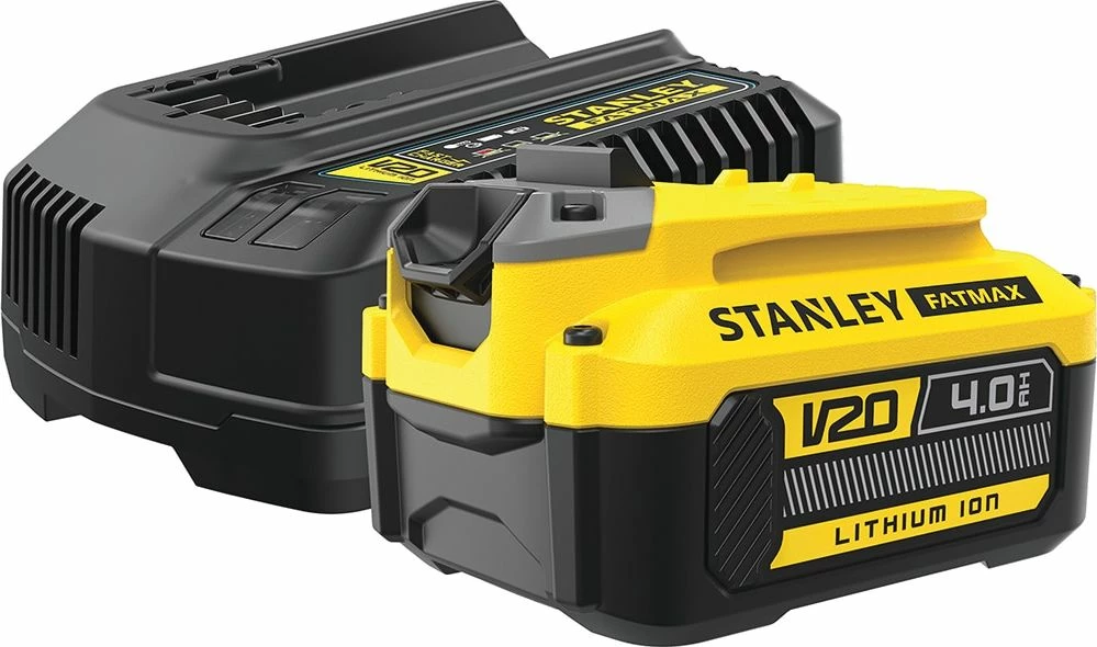 Set karikues + bateri Stanley Fatmax V20 SFMCB14M1, 18V 4.0Ah Li-Ion, i verdhë/zi