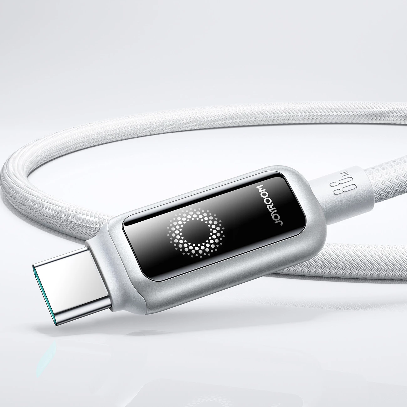 Kabllo USB-A në USB-C Joyroom S-A55 StarFlight 66W 1.2 m me LED, e bardhë