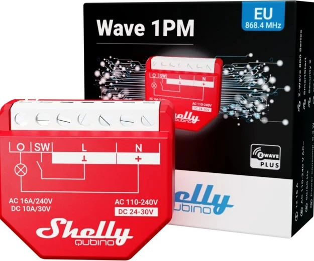 Smart switch Shelly Qubino Wave 1PM, i kuq