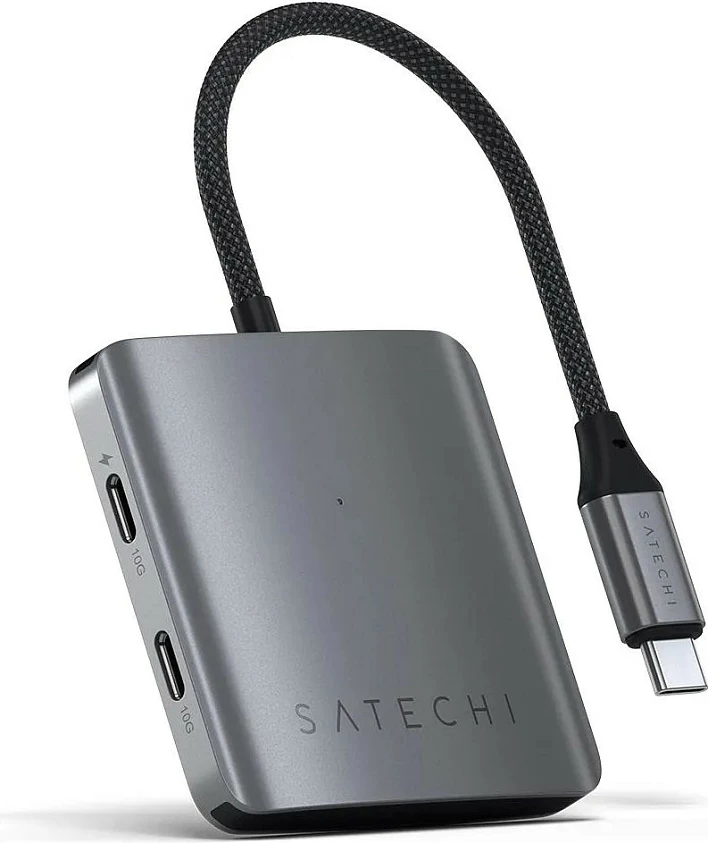 USB-C hub Satechi 4-Port PD 100W, 3x USB-C 3.2 Gen 2 10Gbps, gri