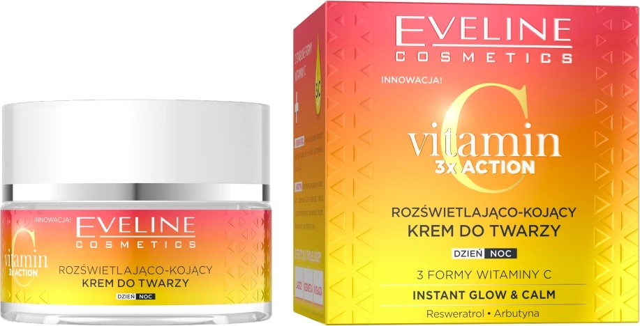 Krem fytyre për femra Eveline Cosmetics Vitamin C 3x Action Brightening and Soothing, 50ml