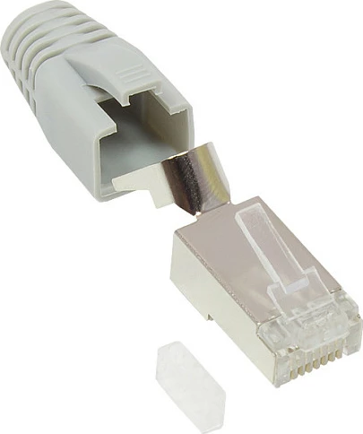 Konektor rrjeti RJ45 GoodConnections Cat.6A i mbrojtur, gri