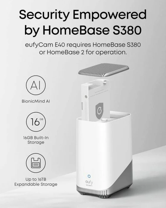 Kamerë sigurie ANKER eufy Security eufyCam E40 2K, SolarPlus 2.0, HomeBase S380 16GB, set 2 kamera + bazë, bardhë/zi