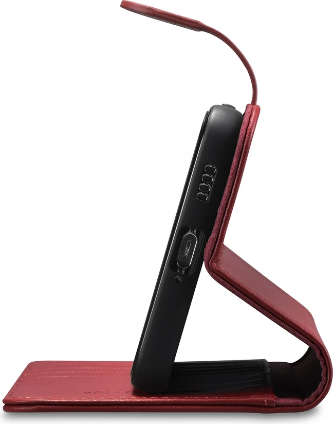 Mbështjellës lëkure iCarer Haitang për Samsung Galaxy S22+, me portofol dhe qëndrim, Kuq