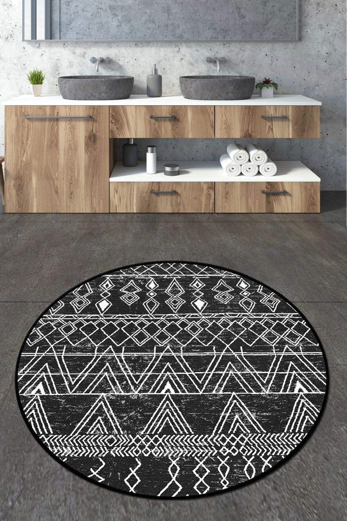 Tapet banje Mijölnir, rrethor, ngjyrë e zezë, Straordinario Djt 120