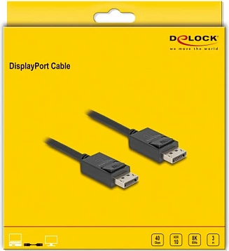 Kabl DisplayPort DeLOCK 2.1, 3 m, 40 Gbps, 16K/8K, i zi