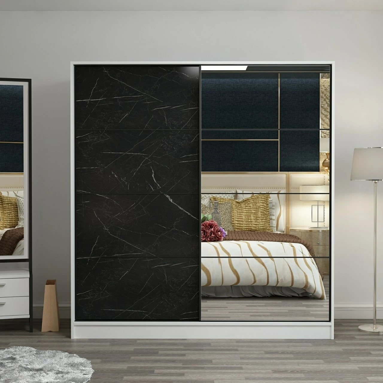 Dollap Skye Decor, i bardhë dhe i zi, Kale - 3164
