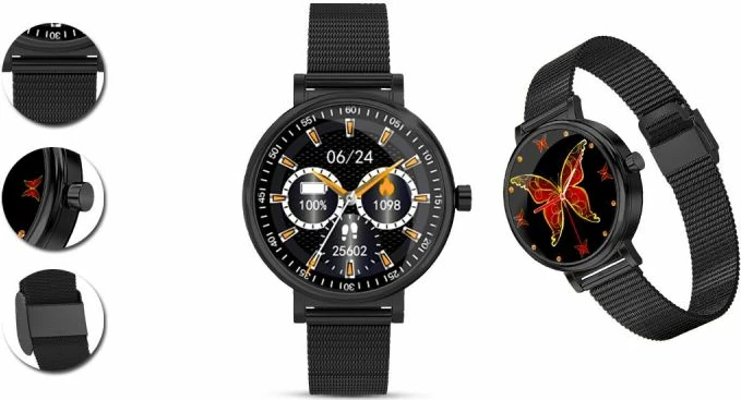 Smartwatch për femra Rubicon, e zezë
