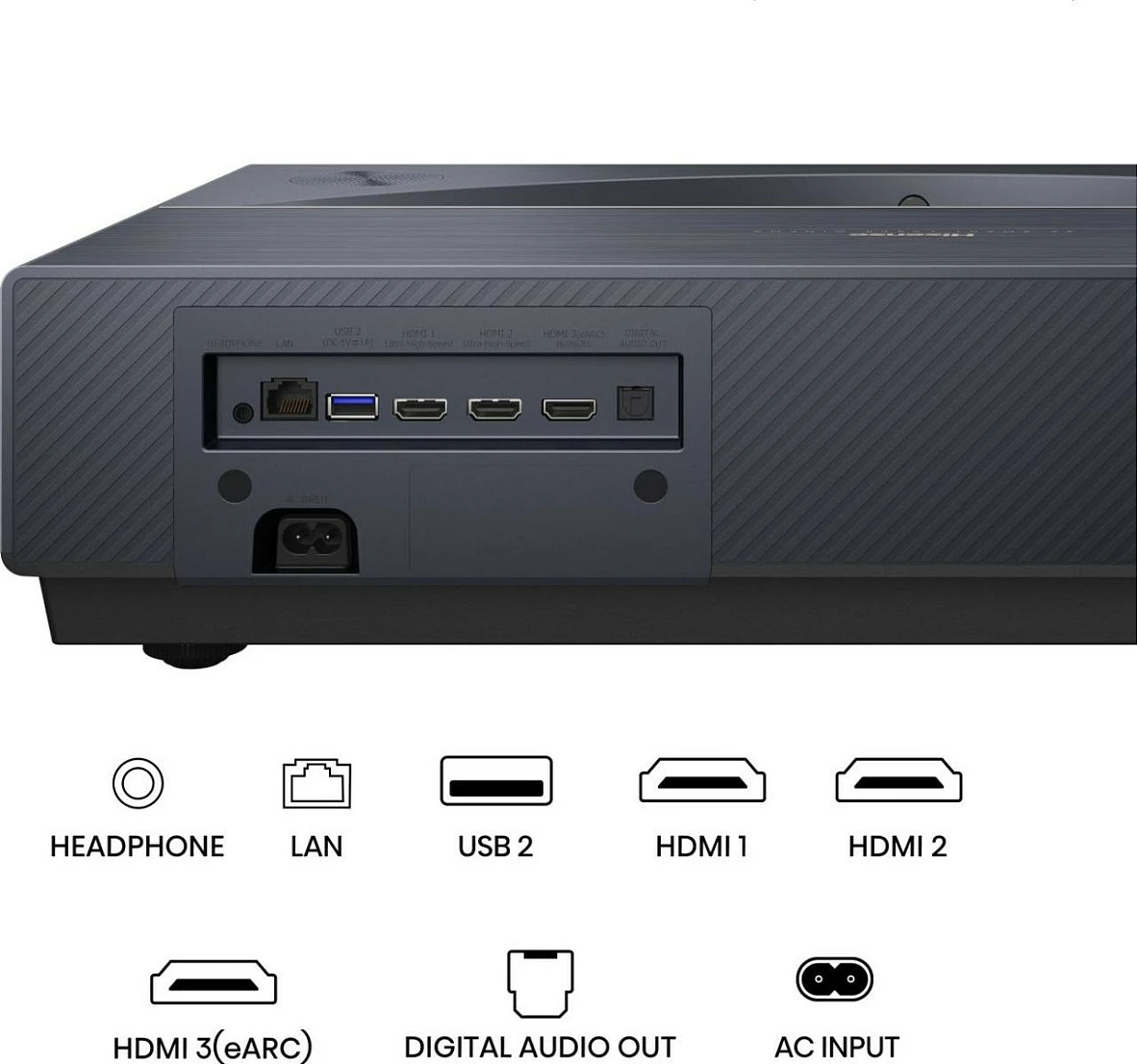 Projektor laser Hisense PT1, 4K UHD, Smart VIDAA, HDR, Dolby Atmos, HDMI 2.1, WiFi, 80-150", ngjyrë e zezë me bronz