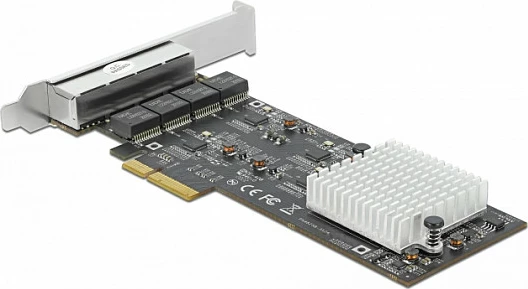 Kartë rrjeti DeLOCK PCIe x4 RTL8125B, 4x RJ45 2.5GbE, e brendshme, zezë/metalike
