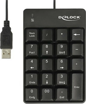 Tastierë numerike DeLOCK, USB, 19 taste, kabllo 1.5 m, e zezë