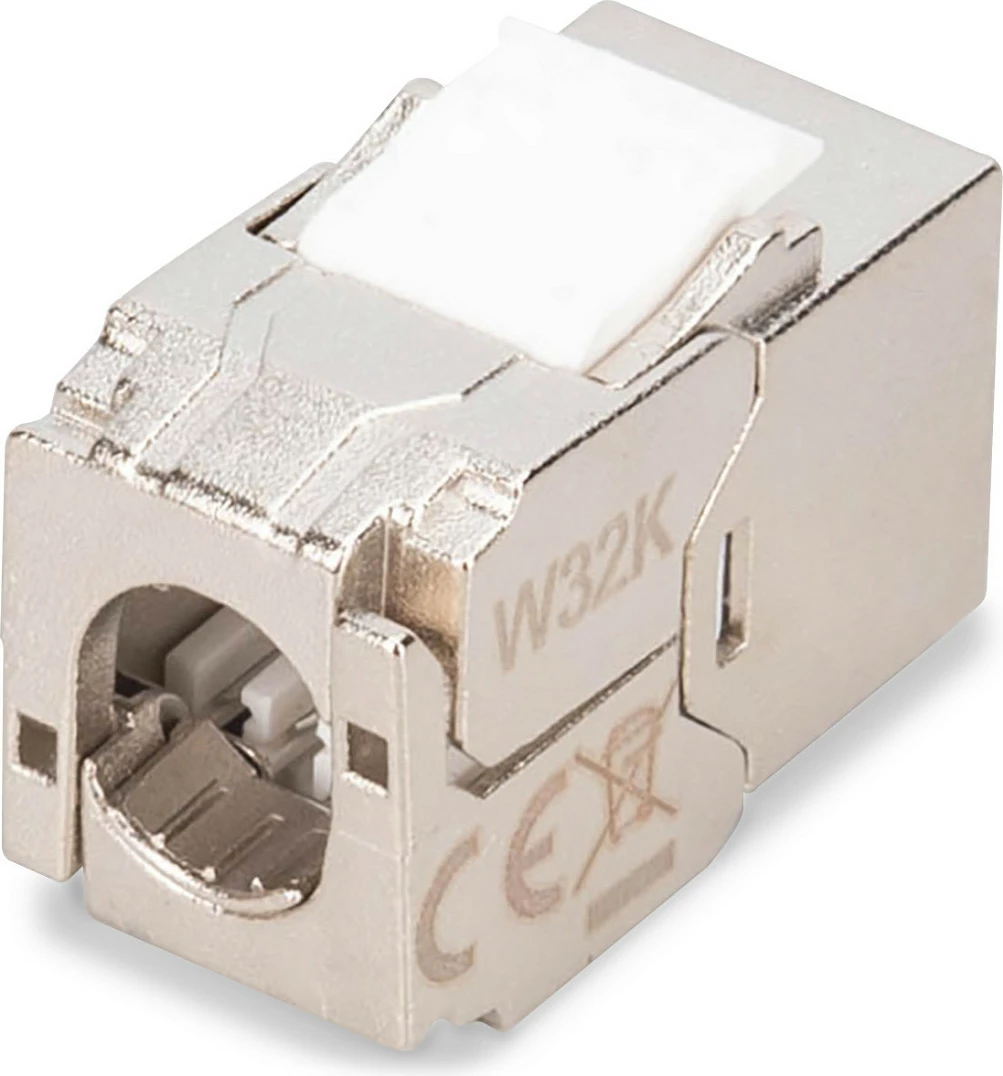 Modul Keystone RJ45 Digitus Cat6A, i mbrojtur, 10GbE, paketim 12 copë, argjendtë