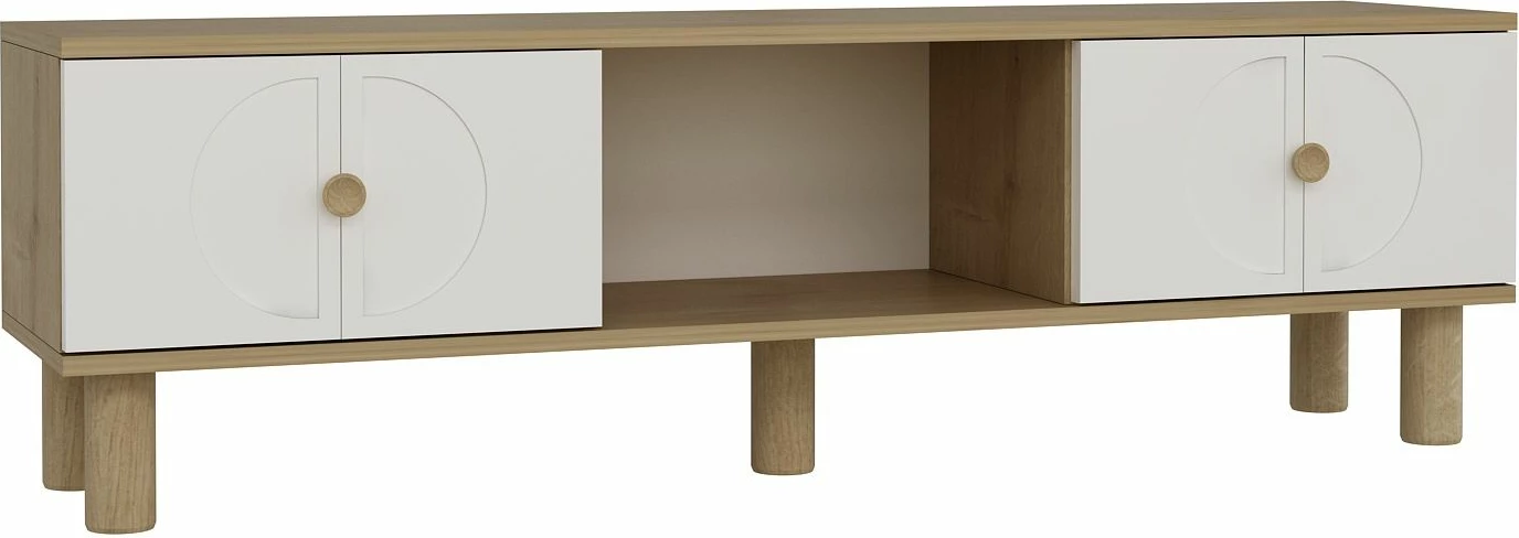 Komodë TV Skye Decor, ngjyrë lisi Sapphire, e bardhë