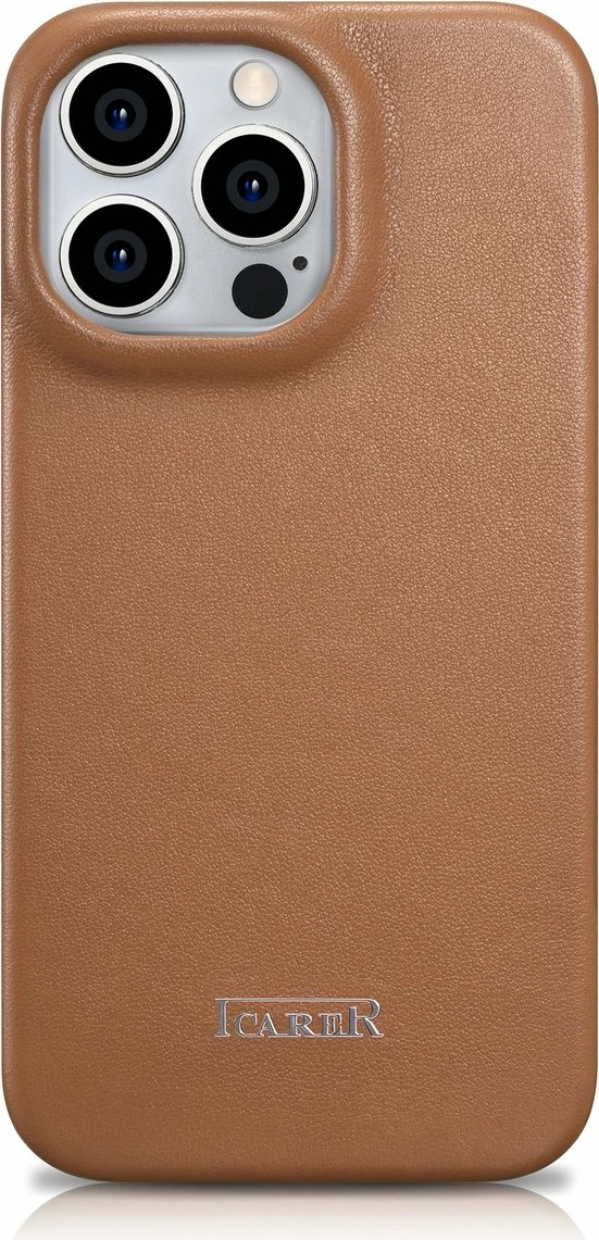 Mbështjellës iCarer CE Premium lëkurë për iPhone 14 Pro, MagSafe, kafe