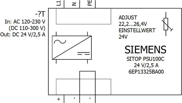 Furnizues energjie Siemens SITOP PSU100C 6EP13325BA00, 24V 2.5A 60W, 120-230VAC, gri/jeshile