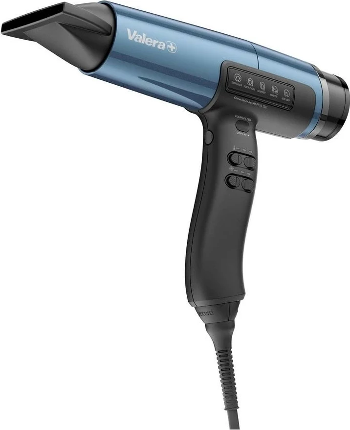Tharëse flokësh Valera GeniusCare AI Pulse, 2400W, jonizim, ekran LCD, kaltër