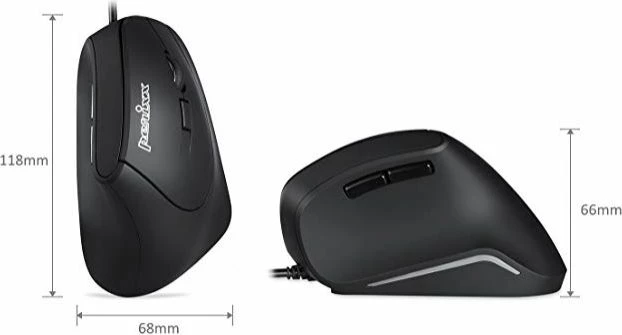 Maus Perixx Perimice-515 II 1600 DPI, USB me kabllo, 6 butona, vertikal ergonomik, e zezë