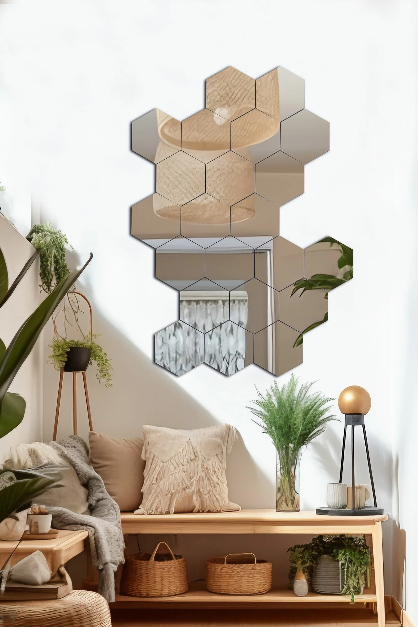 Set pasqyrash gjashtëkëndore, argjend, Skye Decor, 20 copë