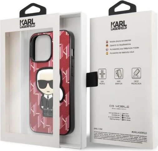 Mbështjellës Karl Lagerfeld Monogram Ikonik Patch për iPhone 13 Pro Max, i fortë, Kuq