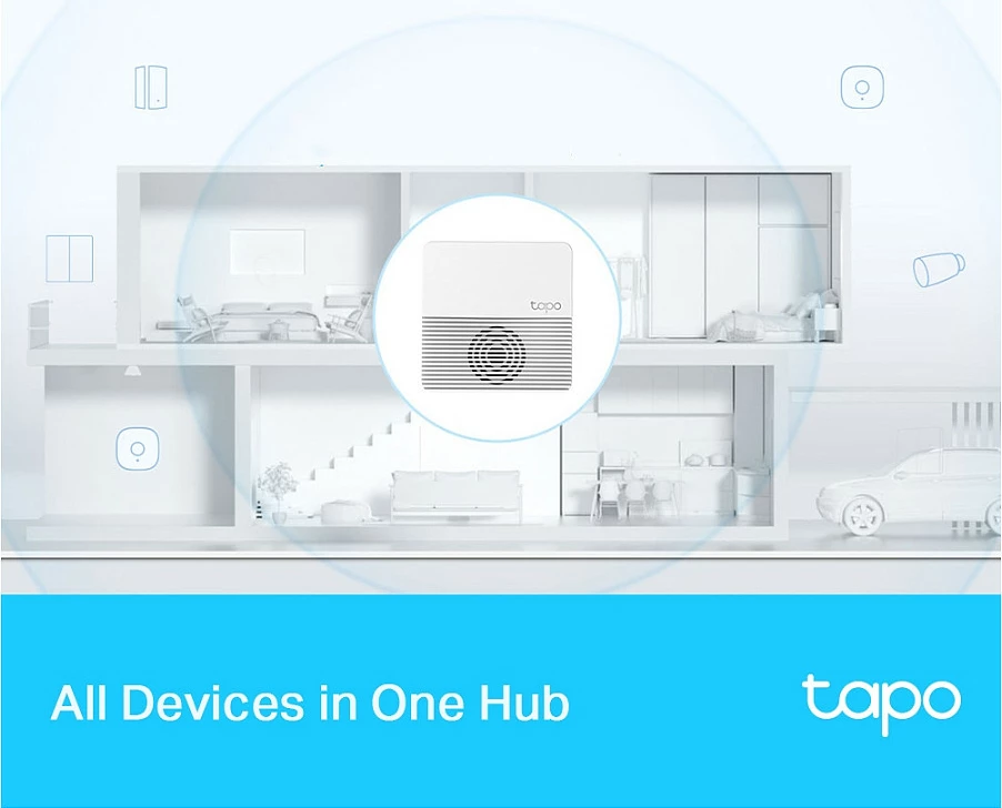 Smart Hub TP-Link Tapo, Wi‑Fi 4, Ethernet, microSD deri 512GB, i bardhë
