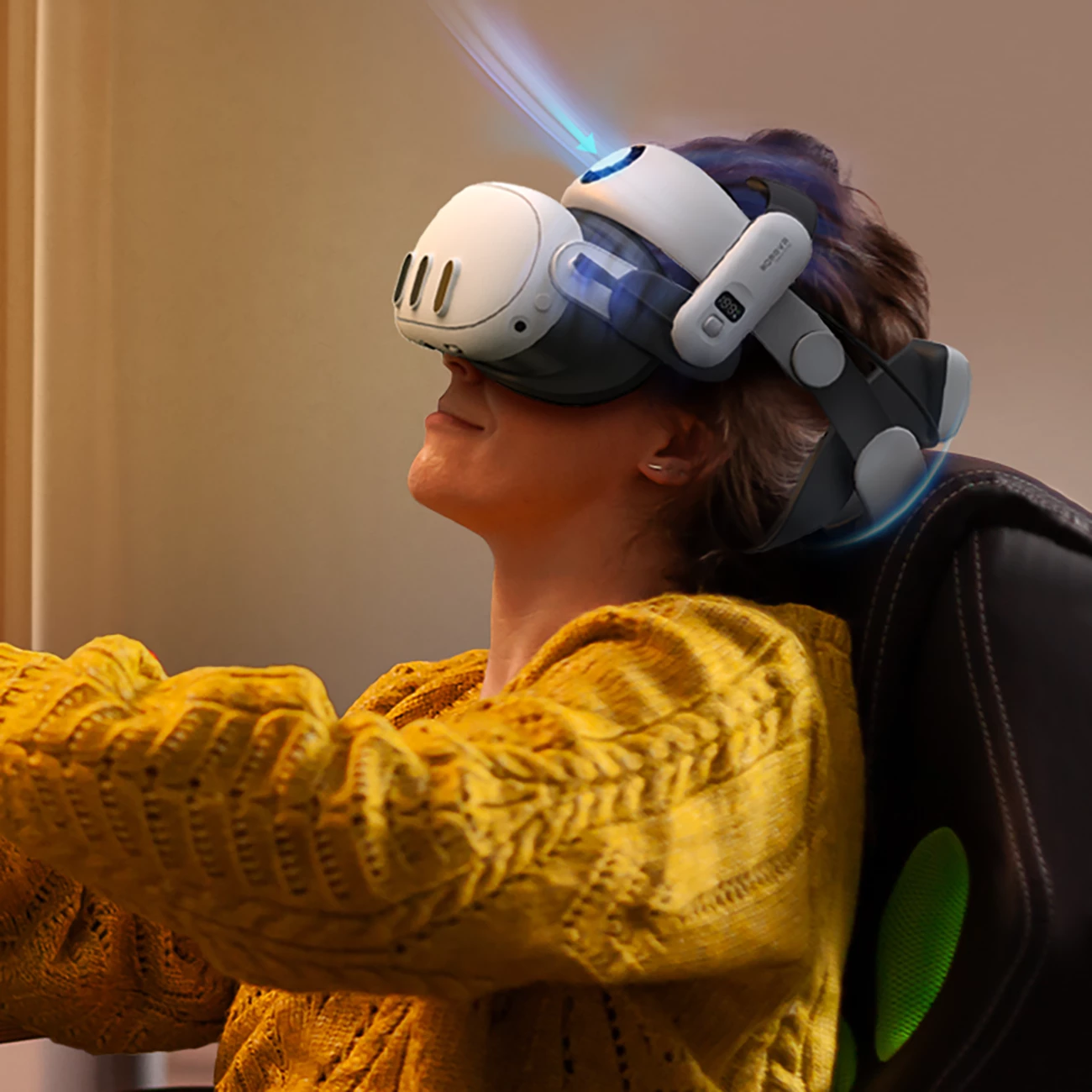 Rrip koke për VR, BoboVR S3 Pro, për Meta Quest 3, me ftohje me ventilator, bateri B100 10000 mAh, bardhë e zi