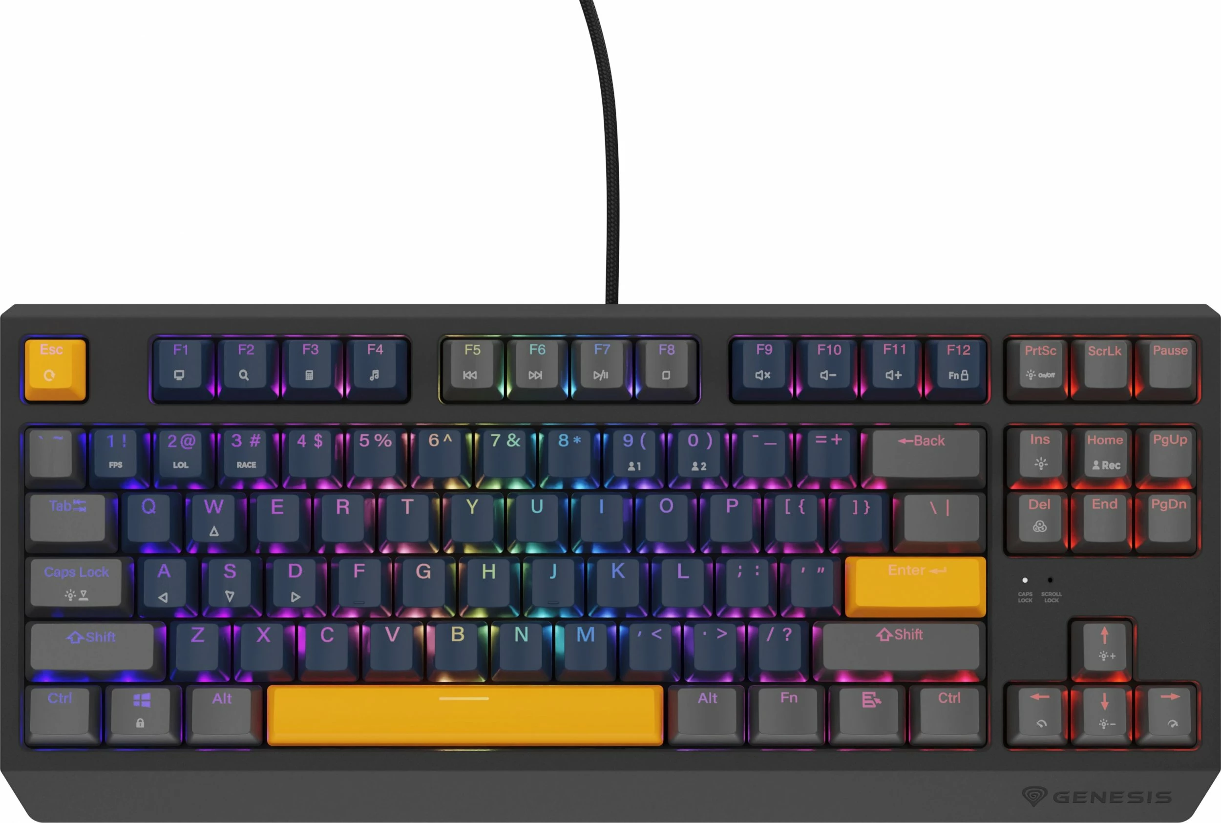 Tastierë mekanike gaming Genesis Thor 230 TKL NKG-2163, Outemu Panda, USB, RGB, layout US, Hot Swap, blu