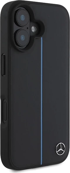 Mbështjellës Mercedes MB Blue Line lëkurë me MagSafe për iPhone 16, Zi