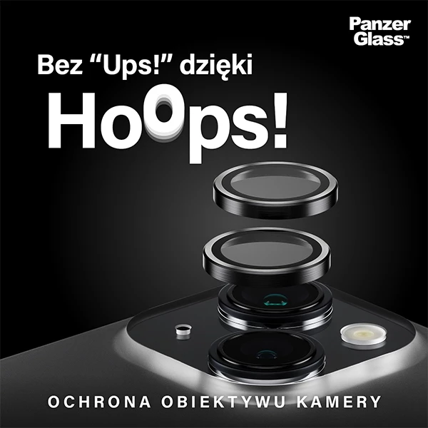Mbrojtës kamerë PanzerGlass Hoops për iPhone 15/15 Plus, kornizë e zezë