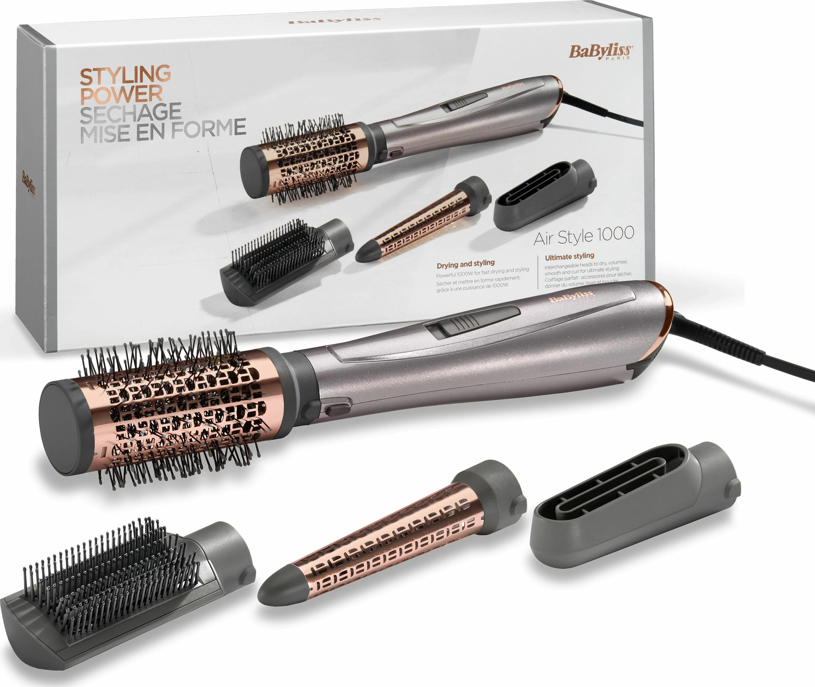 Tharëse dhe stilues flokësh BaByliss AS136E 1000W, 50 mm, jonizim, 4 koka, pink