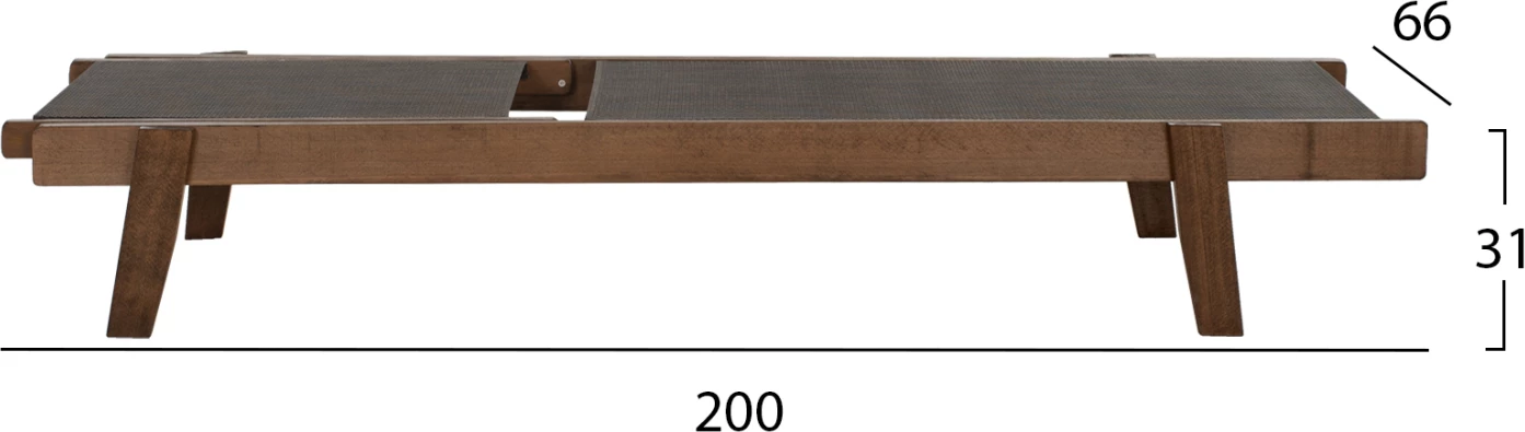 Shezllon profesional për plazh, dru ahu, ngjyrë arre, FH10356.04, 200x61-66x31-91H cm 3