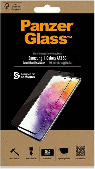Xham i temperuar PanzerGlass për Samsung Galaxy A73, me kornizë të zezë