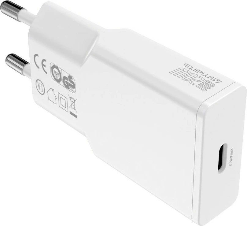 Karikues 4smarts 20W, USB Type-C në Lightning, 1.5m, i bardhë