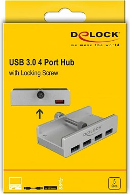 USB hub DeLOCK 64046, 4x USB-A, USB 3.2 Gen 1 5Gbps, metal, argjendtë
