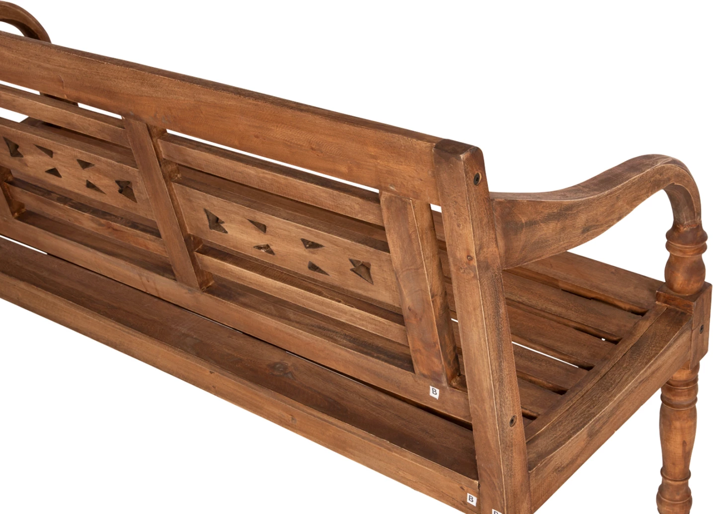 Stol për jashtë FH7903, dru mahagoni, natyral, me mbështetëse dhe krahë, 148x54x90H cm