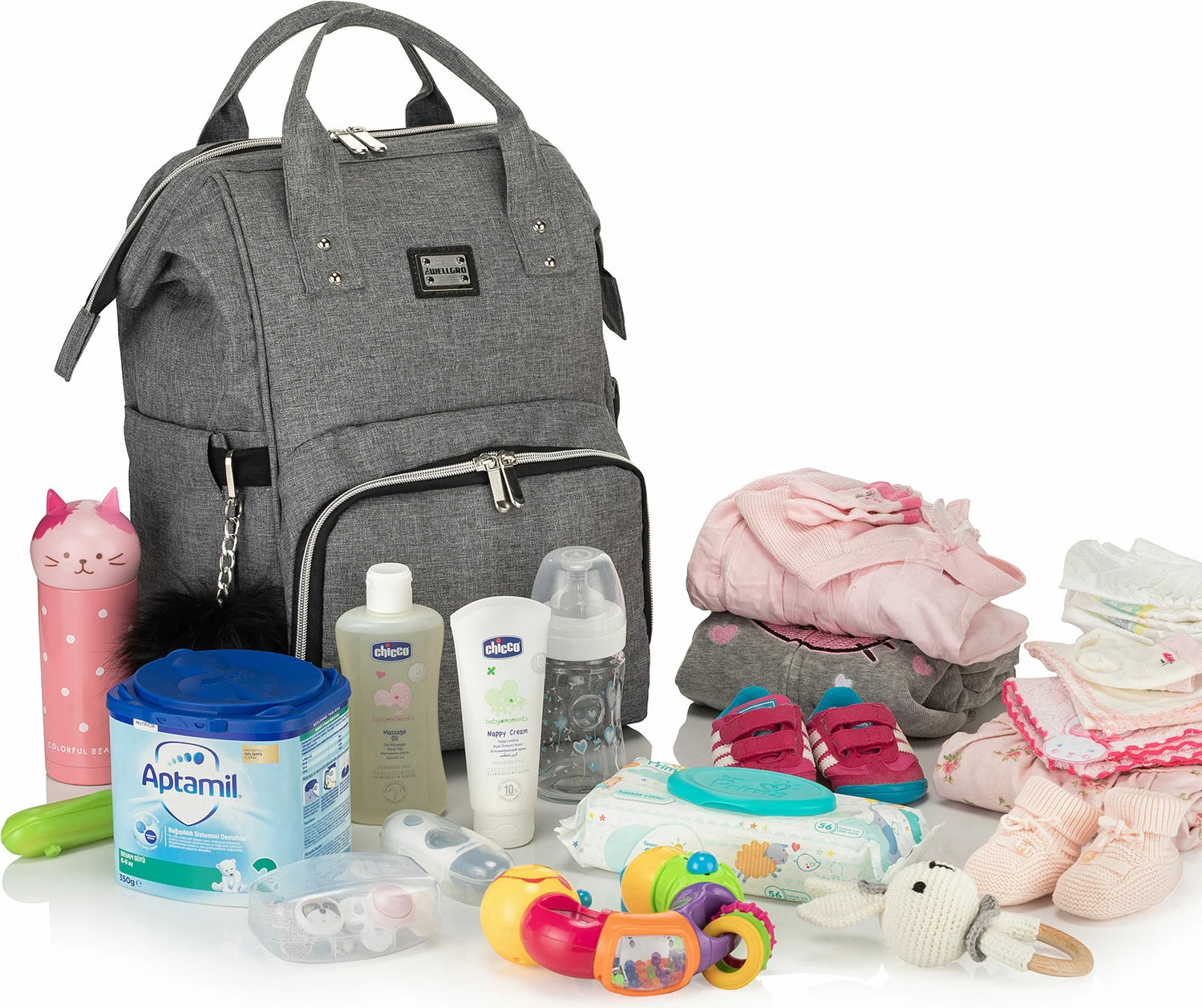 Çantë për pelena Evila Originals, Anne Bebek, ngjyrë gri