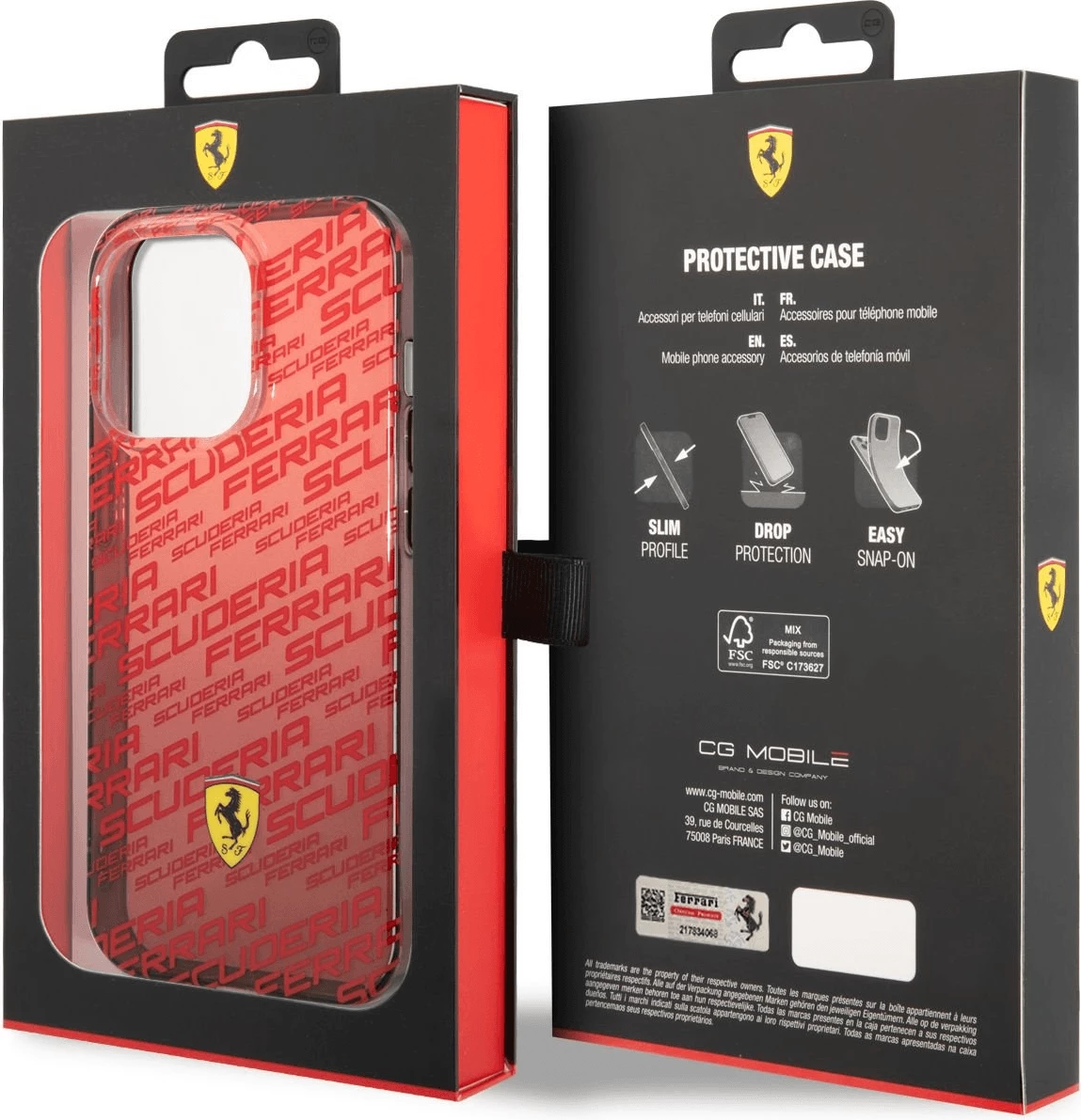 Mbështjellës silikoni Ferrari Scuderia Ferrari FEHCP14LEAOR për iPhone 14 Pro, e kuqe