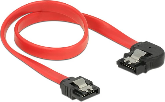 Kabëll SATA DeLOCK 83963, 0.3 m, 7-pin M/M, 6 Gb/s, kuqe/zi