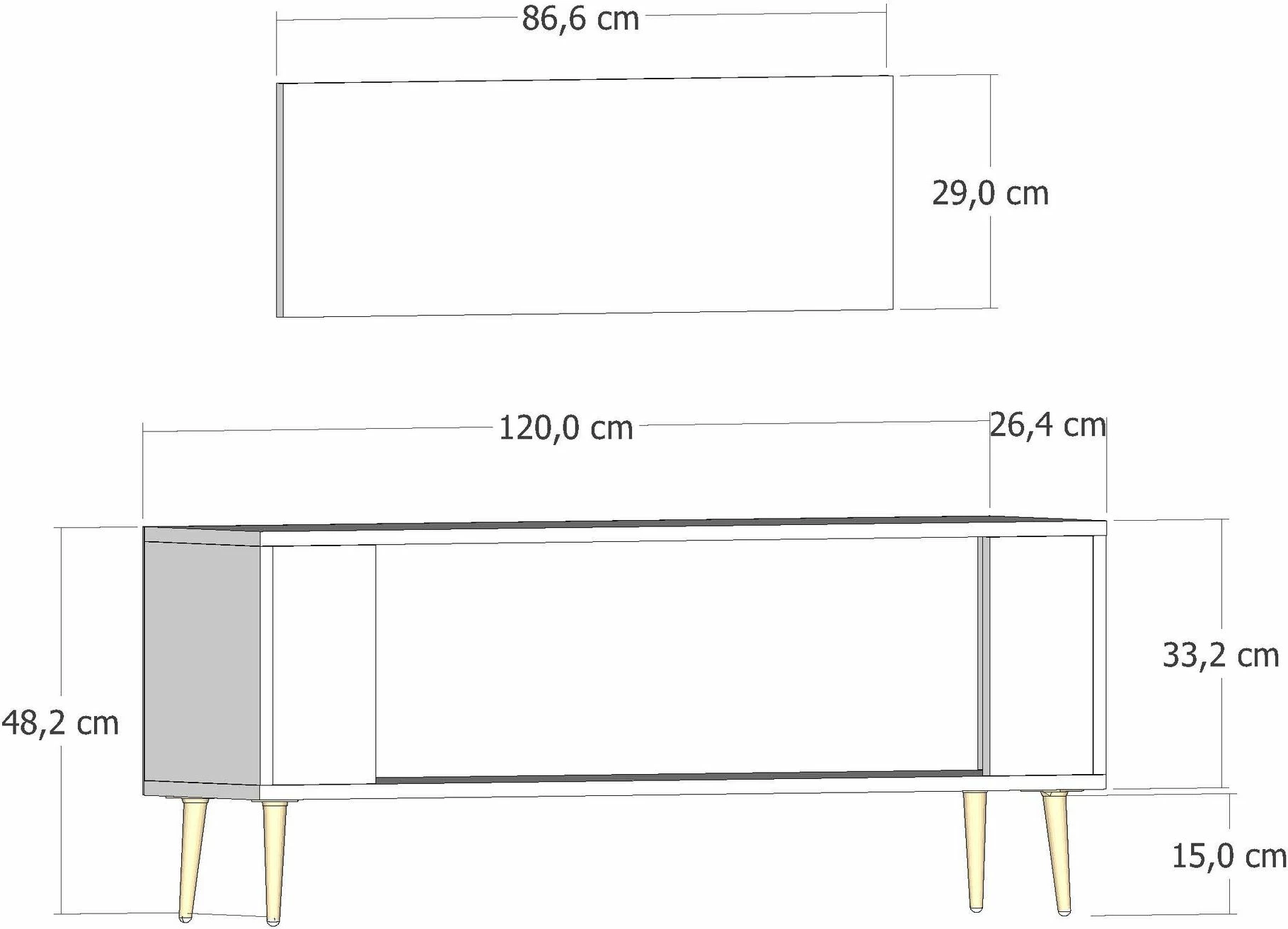 Komodë televizori Skye Decor, Retrolp5, antracit, ari
