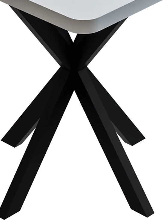 Tavolinë Prestone melamine, ngjyrë bardhë dhe këmbë metalike të zeza, 70x70x75cm